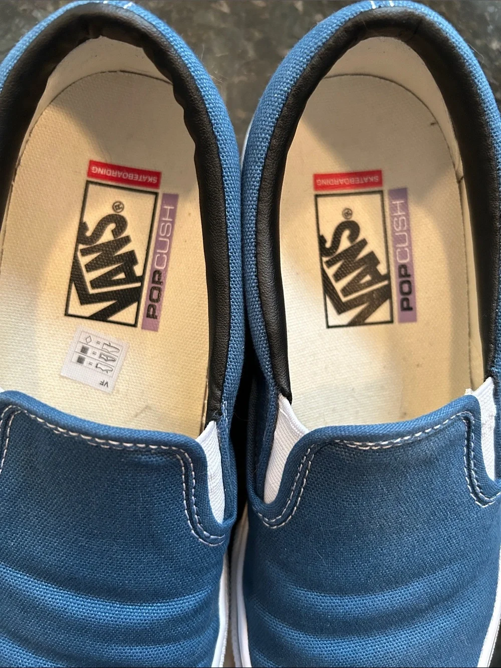 Vans Slip-On Canvas pop cush in Light Blue with White Trim